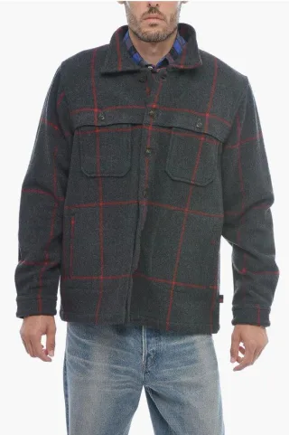 Kariertes Woll-Mix-Overshirt MALONE in Grau