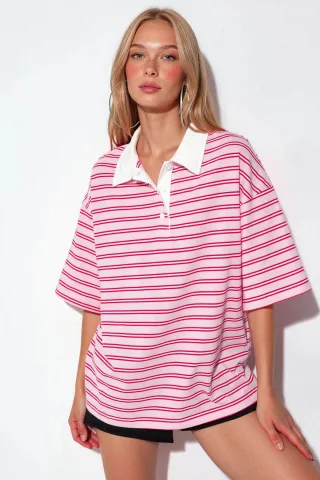 Gestreiftes Baumwoll-Polo-Shirt für Damen