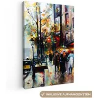 OneMillionCanvasses® Leinwandbild Kunstdrucke - Stadt - Öl, Fotodruck (1 St), Leinwand Canvas Wandbild, Wanddekoration 20x30 cm