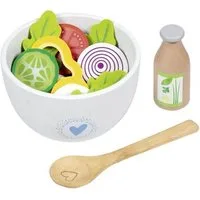 goki Spiel-Kochgeschirr Salatset Kinderküche Spielessen Holz Filz Vitalbowl 24-teilig Zubehör, Fördert spielerisch das Verständnis für gesunde Ernährung