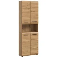 furnling Stauraumschrank Ivy - moderner Badschrank mit 4 Türen, 4 Einlegeböden, viel Stauraum offenes Fach, pflegeleichte MDF Front, Hochschrank, Artisan Oak