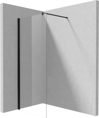 Neuesbad Walk-In Dusche Wand, Weißglas transparent mit Abdeckung, Schwarz, 90 cm NB1DEKTSN39P1