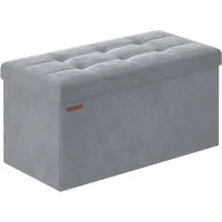 SONGMICS Sitzhocker Aufbewahrungshocker, Samtige, klappbare Sitztruhe (76/110 cm) mit 2 extra Boxen