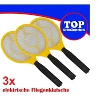TRANGO Moskitonetz (3er Pack FL2004-3 elektrische Fliegenklatsche - Mückenfänger - Obstfliegenfänger, 3 St., Fliegenfänger – Spinnenfänger), Mückenjäger – Fliegenschläger - Betrieb mit 2X AA 1.5 Volt Batterie