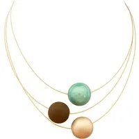 traumschmuck Collier 154a 3 reihiges Collier Halskette Perlen 16mm türkis hell schwarz (incl. Schmuckbox), handgefertigt, Made in Germany