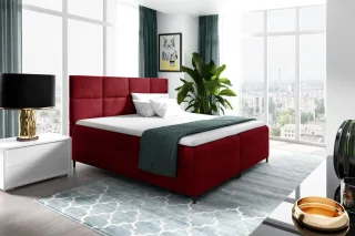 Boxspringbett Schlafzimmerbett NERA 140x200cm in Stoff Fresh Rot