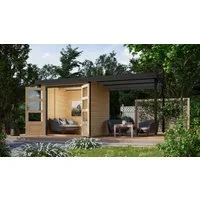 Karibu Gartenhaus Jupiterino 2 SET, in verschiedenen Farben, BxT: 453x235 cm, (Set), inkl. Anbaudach, Made in Germany