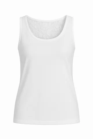 Ärmelloses Damen-Top – Vorderseite aus Micromodal-Jersey und Rückseite aus Polyamidspitze