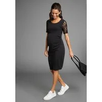 Neun Monate Umstandskleid Schwangerschaftkleid mit Spitze Jersey-Kleid für Schwangerschaft und Stillzeit