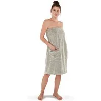 Möve Sarong Eden, ideal für Sauna & Spa, Hotelbademantel, Kurzform, Walkfrottier, Knöpfe, im Karo-Design