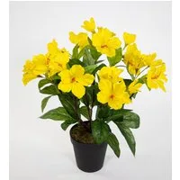 Kunstblume Hibiskus 40cm im Topf ZF Kunstpflanzen Blumen künstlicher Eibisch Hibiskus, Seidenblumen Roß, Höhe 40 cm, Gelb