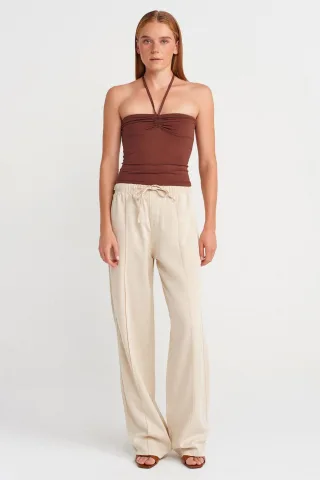 Hochtaillierte Weite-Leg-Hose mit Bindegürtel