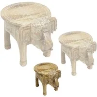 Oriental Galerie Blumenhocker Indischer Hocker Elefant Bemalung Klein (1 St)