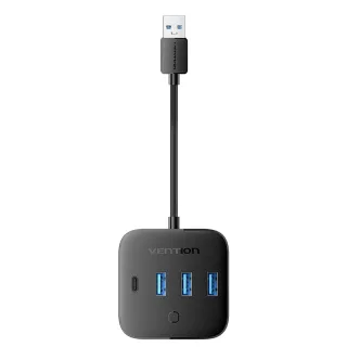 Vention CHZ 5-in-1 USB3.0 Hub Charger 3USB-A+USB-C Fast Charging USB-C 3.2 Gen1 5Gbps Desktop Hub Adapter with RGB Light