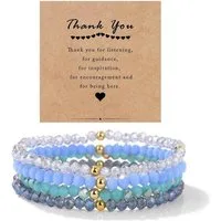 LuxusKollektion Perlenarmband Set Armband Damen Kristall Perlen Steine Boho Schwarz blau A