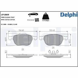 Delphi Bremsbel?ge vorne Ford Mazda Volvo LP1869