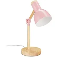 relaxdays Schreibtischlampe Holz verstellbar, Rosa