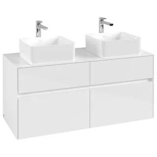 Villeroy und Boch Collaro Waschtischunterschrank C04400DH 120 x 54,8 x 50 cm, für 2 Waschtische, Glossy White