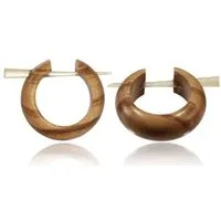 viva-adorno Paar Creolen Holzohrringe Holz Creolen Olivenholz natur braun Horn Pinohrringe