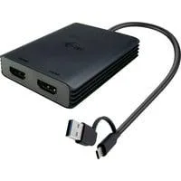 Video Adapter USB-A/USB-C > Dual HDMI 4K / 60Hz schwarz, 27cm Kabel mit USB-A Adapter