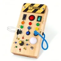 Japace Lernspielzeug Holz Busy Board – LED-Lichtschalter Lernspielzeug für Kleinkinder (1-St)