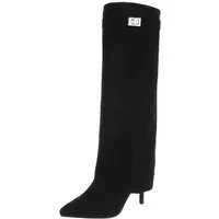 Ital-Design Damen Overknee Stiefel mit Absatz und Schmuckdetail High-Heel-Stiefel (91977468) Pfennig-/Stilettoabsatz Stiefel in Schwarz