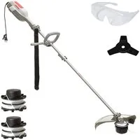 ikra GmbH Elektro-Motorsense IES 1000 C, 23 cm cm Arbeitsbreite Messer, 37 cm cm Arbeitsbreite Faden, mit 2 Fadenspules, 3-Zahn-Messer, Schultergurt & Schutzbrille