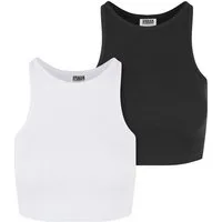 URBAN CLASSICS Tanktop Urban Classics Ladies Organic Cropped Rib Top 2-Pack