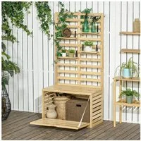 Outsunny Gartenbox Gartentruhe, Kissenbox mit Spalier, 4 Hängeregale (Aufbewahrungsbox, 1 St., Auflagenbox), mit Rankhilfe