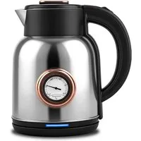 CkeyiN Pro Wasserkocher 304 Edelstahl,2L,Echtzeit-Thermometer,360°-Basis, 1500 W, Überhitzungsschutz, Trockengehschutz,Sprungdeckel,Leuchtanzeige