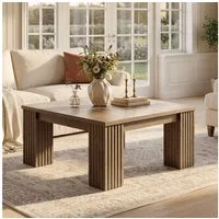 Tribesigns Couchtisch 100 cm Quadratischer Wohnzimmertisch mit geriffelten Beinen