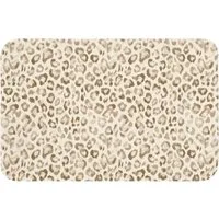 OnlyWow Badematte Leopard - Klassisch - Beige, Höhe 10 mm, Polyester, Rechteckig, Badezimmerteppich, Badteppich, Rutschfest, Badvorleger, Waschbar