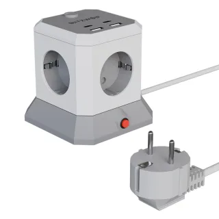 BlitzWolf BW-EC1 8-in-1 Vertical Cube EU Socket Plug Power Outlet Extender with 4 AC Outlets / 2 USB-A / 2 USB-C for Mac