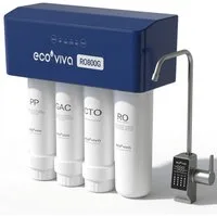 Ecoviva Wasserfilter RO800G Untertisch Umkehrosmoseanlage, 9‑Stufen-Filtration, 3:1 Abwasser, Remineralisierung, Tanklos