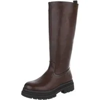 Ital-Design Modischer Damen Stiefel mit voluminösem Absatz Plateaustiefel (90153026) Blockabsatz Stiefel in Braun