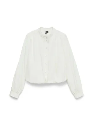 VERO MODA - VMVIOLET LS BUBBLEHEM TOP WVN Snow White - Gr. - M