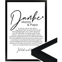 WANDStyle Bild mit Rahmen Danke Mama und Papa, von mir, Geschenk: Poster für Eltern
