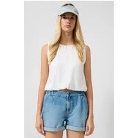 QS Blusentop Bluse Verkürztes Blusentop mit Ballonsaum