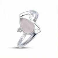 mantraroma Silberring UHA aus 925 Silber mit Rosenquarz (Ring mit Schmuckbeutel), Damenring aus 925er Silber