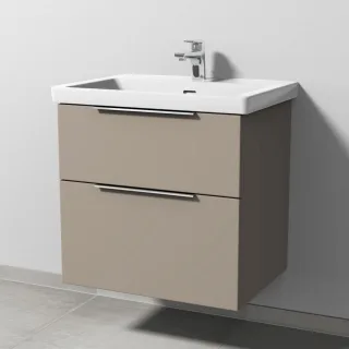 Sanipa 3way Waschtischunterbau zu Villeroy & Boch Subway 3.0 Waschtisch mit 2 Auszügen, Sandgrau-Mat UF84767