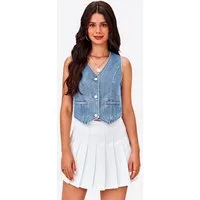 Imily Bela Jeansweste Damen Jeansjacke Weste (Packung, 1-tlg., 1per-Pack) mit Knöpfen