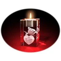 GLASFOTO.COM Teelichthalter Muttertag, Rose + Für den besten Menschen der Welt