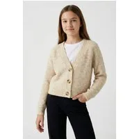 Name It Strickjacke NKFHOLLY BOXY SHORT KNIT CARD NOOS in modischer Boxy-Form, mit tiefem V-Ausschnitt, Rippstrick