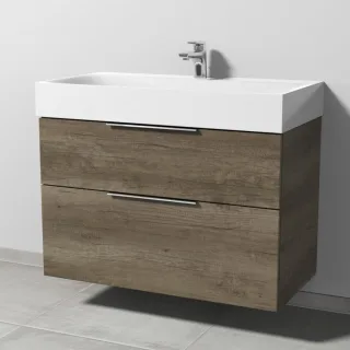 Sanipa 3way Waschtischunterbau zu Kaldewei Silenio Waschtisch mit 2 Auszügen, Eiche-Nebraska UM45637