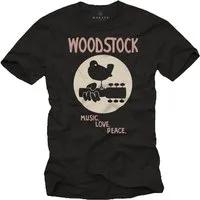 MAKAYA T-Shirt Herren Woodstock Musik 60er 70er 80er Jahre Motiv Musiker Geschenke mit Druck