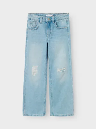NAME IT - NKFROSE WIDE HW JEANS DESTR 1411-BE NOOS Light Blue Denim - Gr. - 158