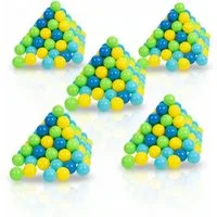 alldoro Bällebad-Bälle 500 bunte Bälle Ø 6 cm mit Tragetasche für Bällebad, Spielzelt & Pool, Spielbälle aus ungiftigem PE-Kunststoff, in Grün, Gelb, Blau & Türkis