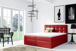 Boxspringbett Schlafzimmerbett OVIEDO 120x200cm Kunstleder Rot
