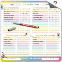 TOBJA Magnettafel Haushaltsplaner magnetisch 30x30 inkl. Stift, abwischbar, bunt, Putzplan für 2 Personen