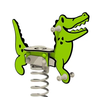 Professionelle Federwippe Krokodil Crockey für öffentliche Spielplätze - Robustes Vandalismus-sicheres Design HDPE - Spielgerät Wickey